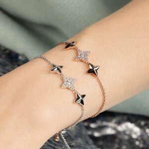 BRACELET AJUSTABLE TRIPLE MÉTÉORITES OR ROSE